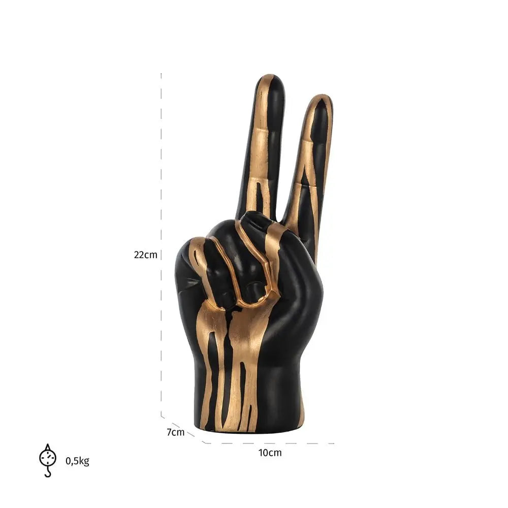 Richmond Interiors Peace Sign Deco Object Hand in Black/Gold
