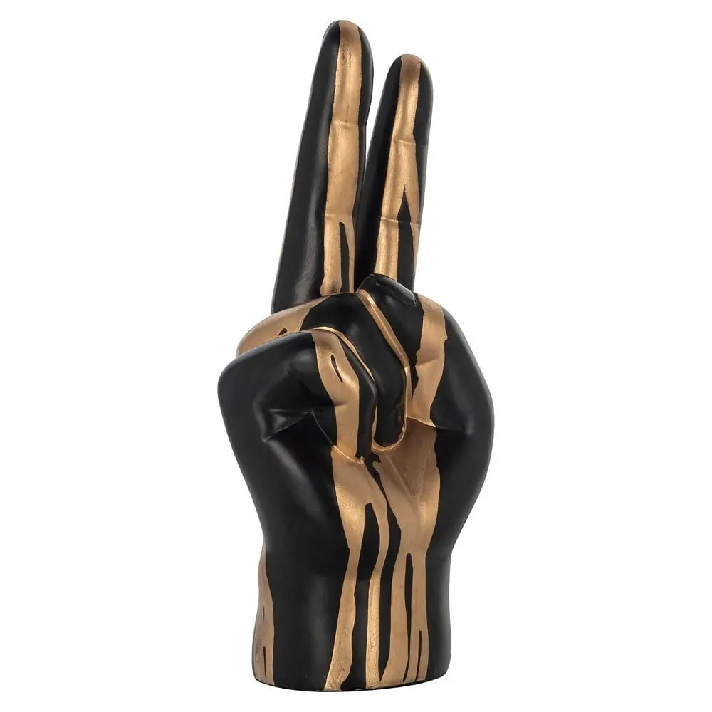 Richmond Interiors Peace Sign Deco Object Hand in Black/Gold