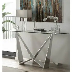 Rigel Glass Stainless Steel Console Table Console Table