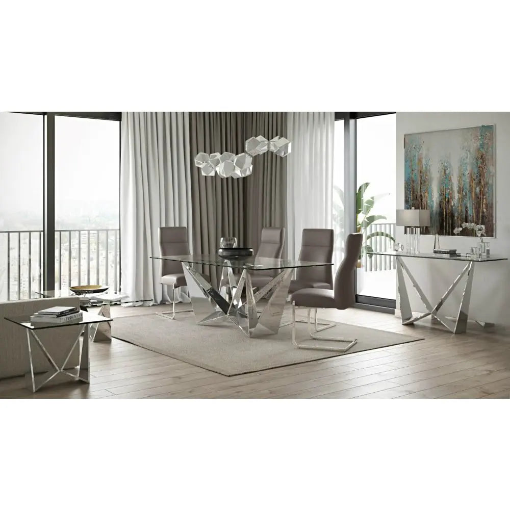 Rigel Glass Stainless Steel Console Table Console Table