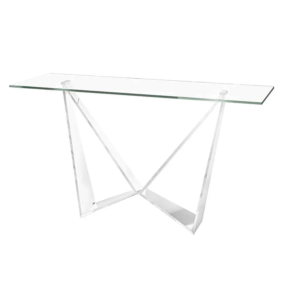 Rigel Glass Stainless Steel Console Table Console Table