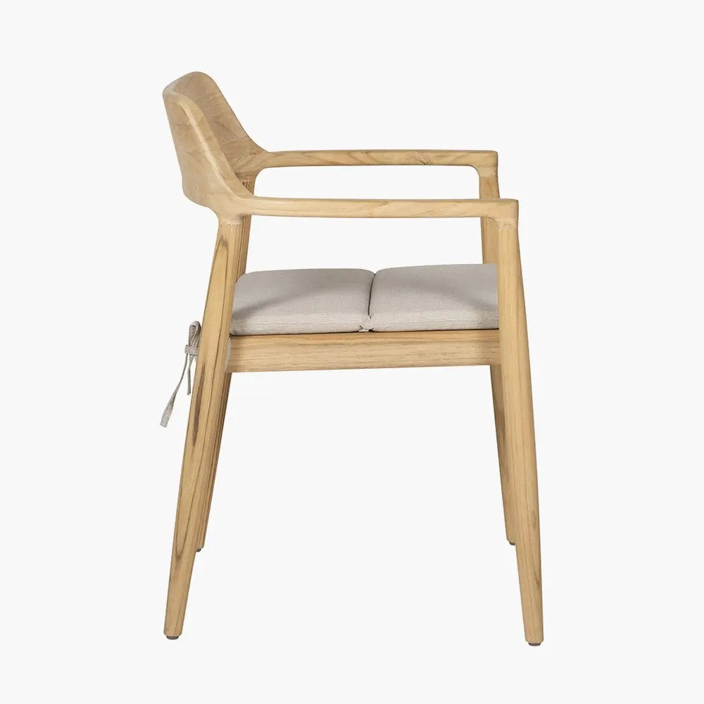 Salita Outdoor 6 Seater Dining Set in Natural Wood & Oatmeal - Pacific Lifestyle Outdoor Dining Sets