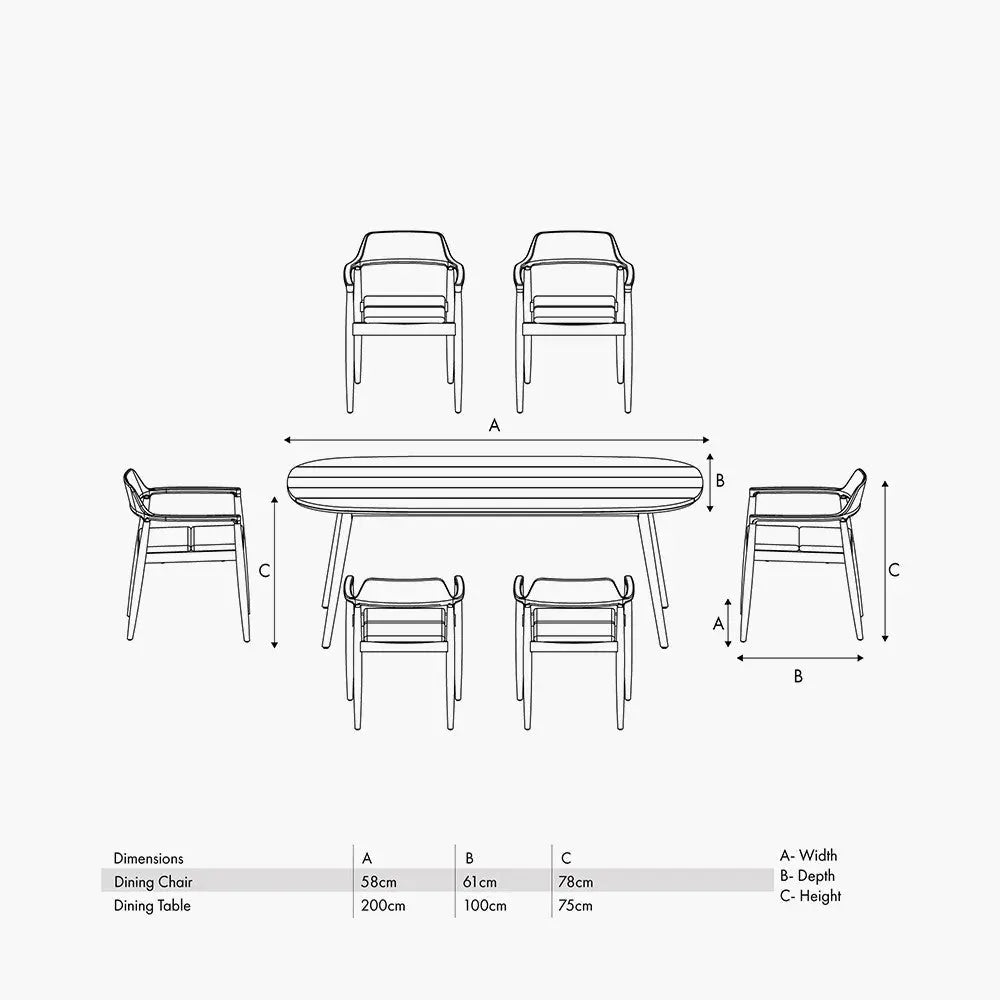Salita Outdoor 6 Seater Dining Set in Natural Wood & Oatmeal - Pacific Lifestyle Outdoor Dining Sets