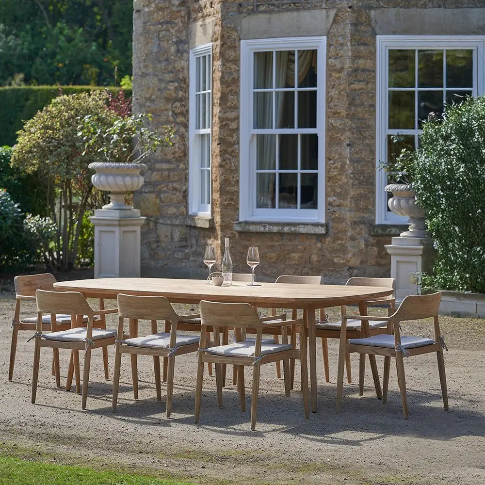 Salita Outdoor 8 Seater Dining Set in Natural Wood & Oatmeal - Pacific Lifestyle Outdoor Dining Sets