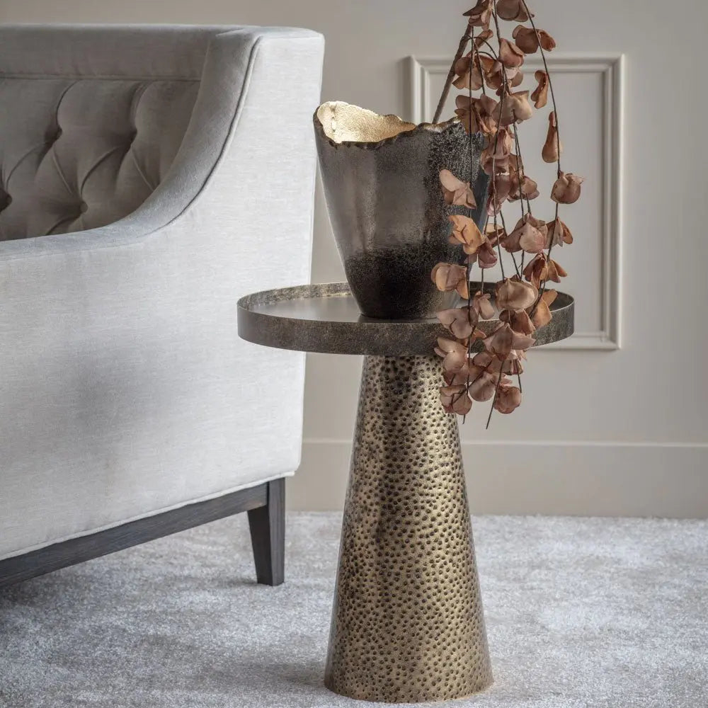 Samara Iron Side Table in Rustic Antique Gold