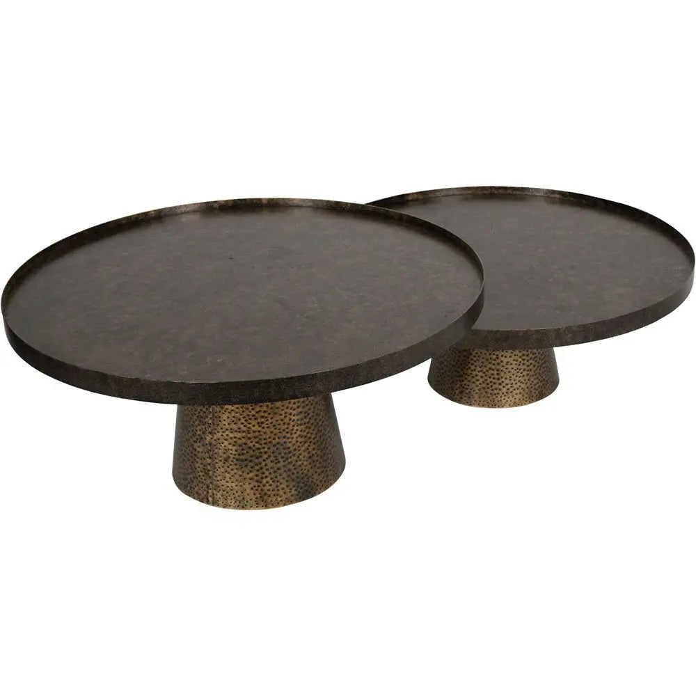 Samara Set of 2 Iron Coffee Tables in Rustic Antique Gold Coffee Table