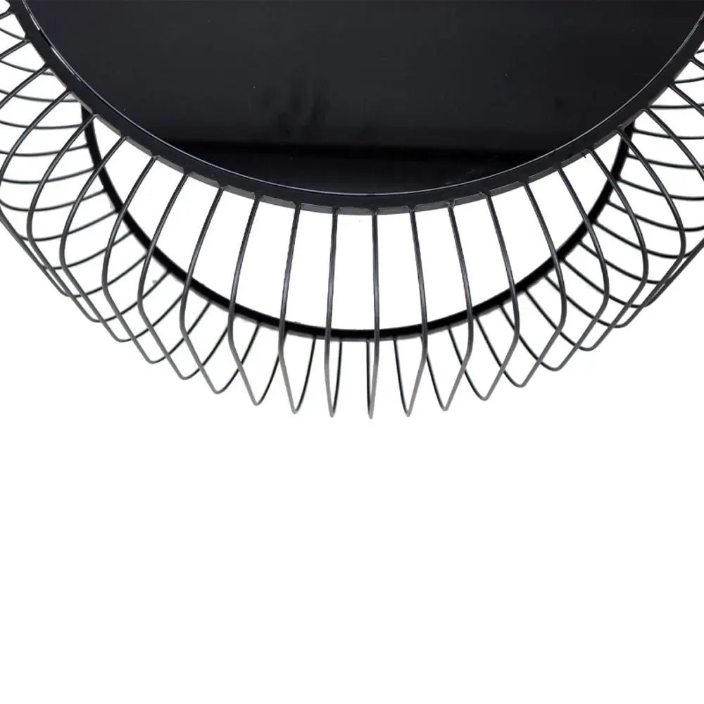 Set of 2 Black Metal with Black Glass Top Coffee Table Coffee Table