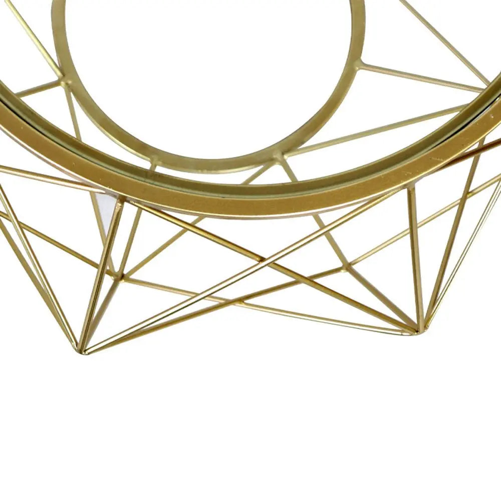 Set of 2 Gold Metal Mesh Coffee Table with Glass Top Coffee Table