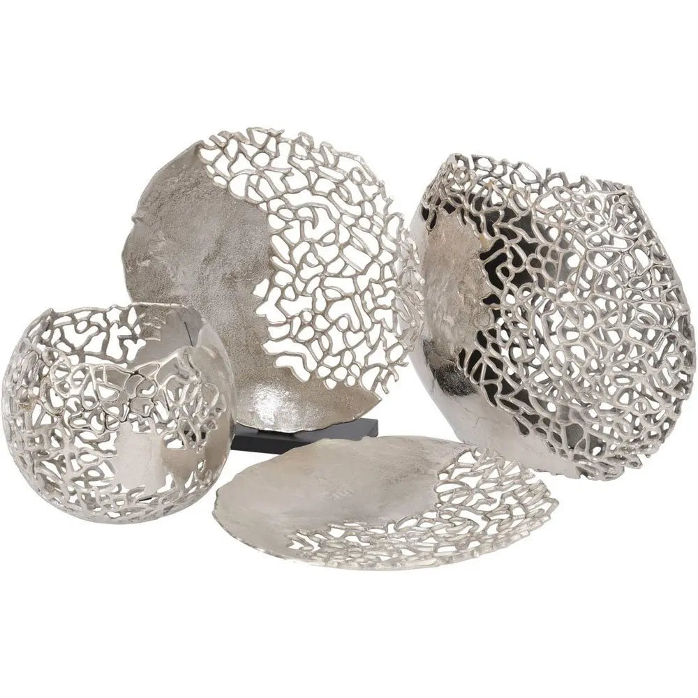 Silver Coral Spherical Aluminium Vase Vase