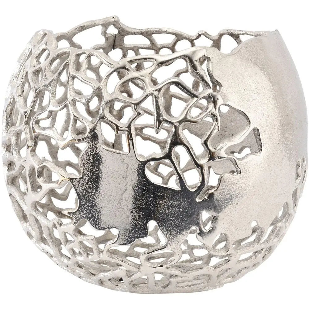 Silver Coral Spherical Aluminium Vase Vase