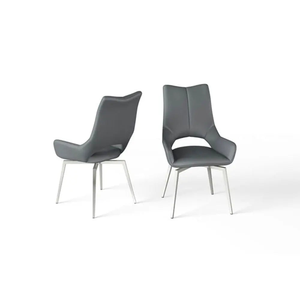 Spinara Set Of 2 Swivel Leather Dining Chairs Dining Chair