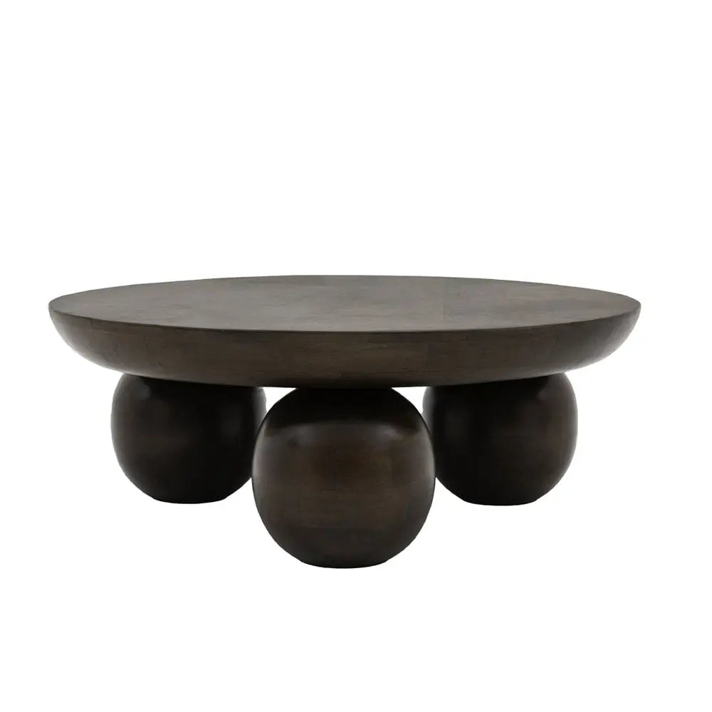 Suri Round Coffee Table in Dark Wood Coffee Table