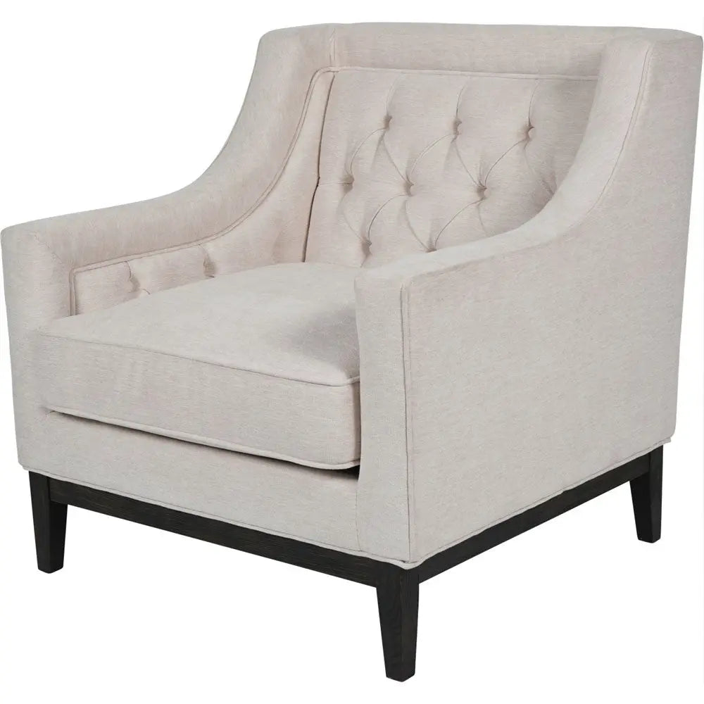 Theodorus Buttoned Armchair in Ivory Fabric Accent & Armchairs