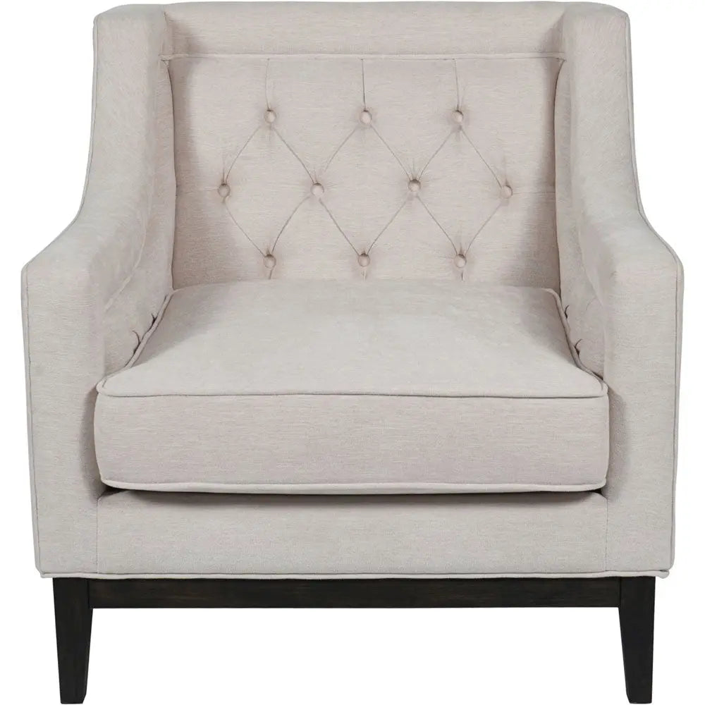 Theodorus Buttoned Armchair in Ivory Fabric Accent & Armchairs