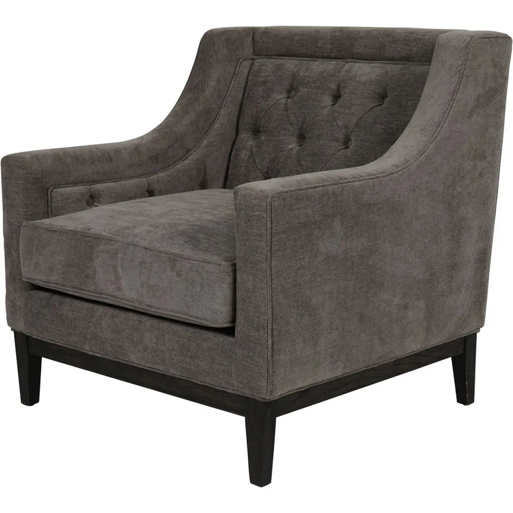 Theodorus Buttoned Armchair in Warm Grey Fabric Accent & Armchairs