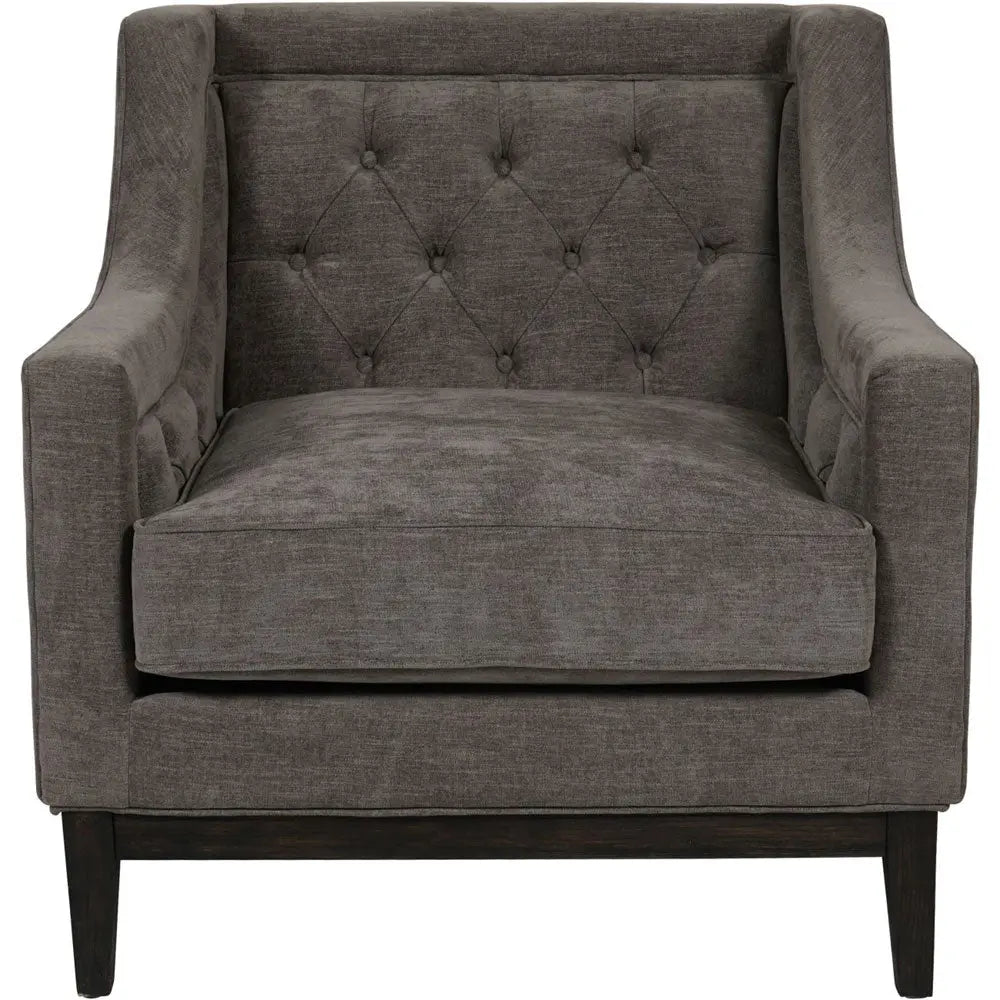 Theodorus Buttoned Armchair in Warm Grey Fabric Accent & Armchairs
