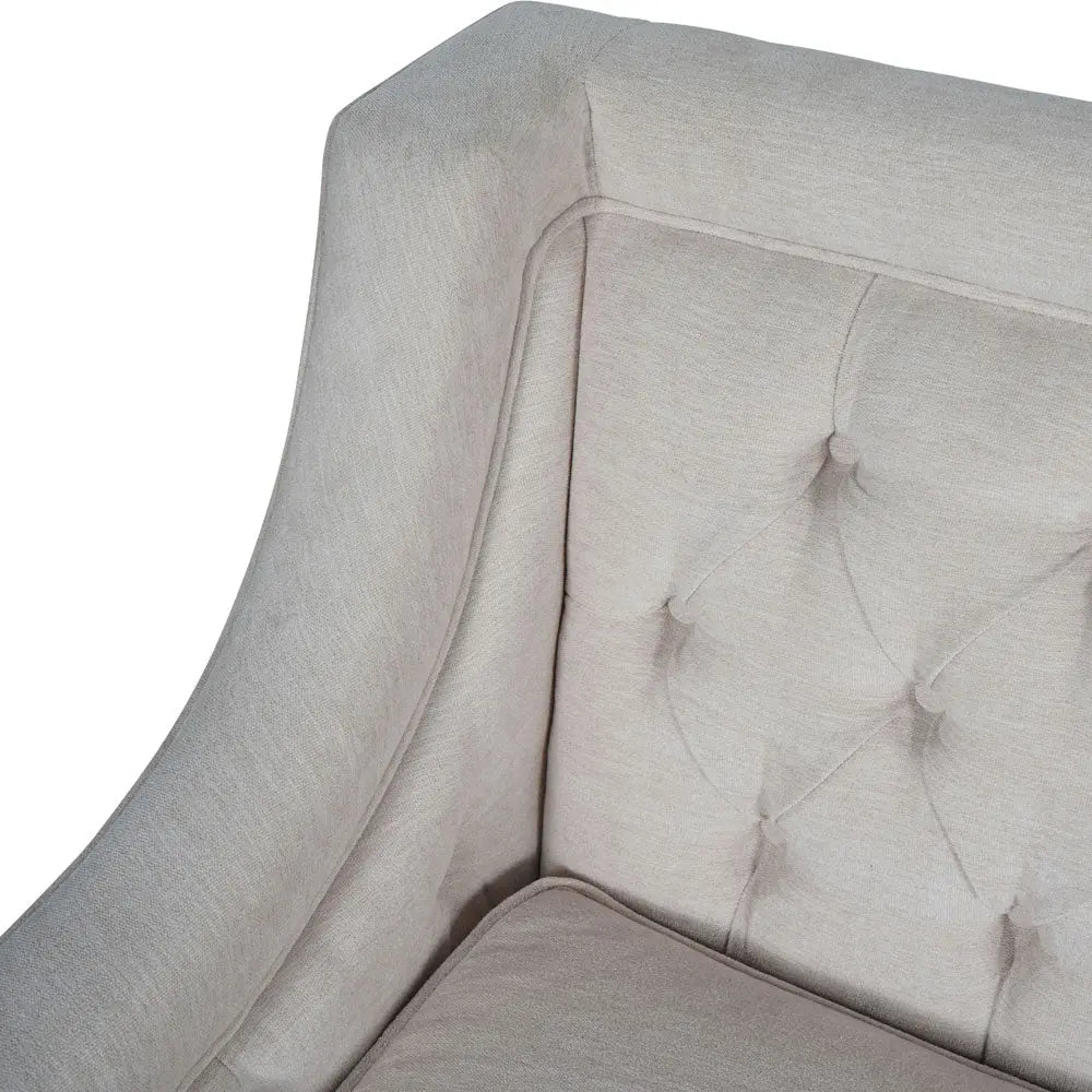 Theodorus Buttoned Sofa in Ivory Fabric 200cm