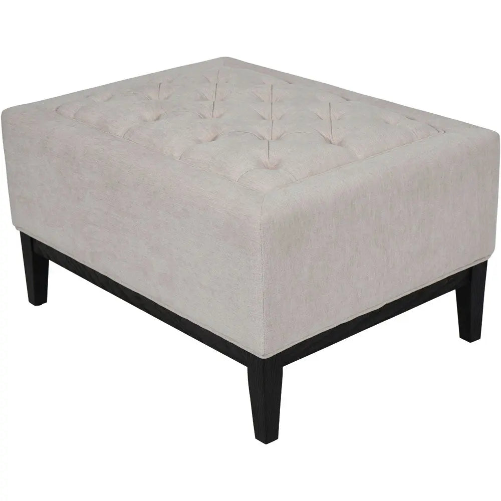 Theodorus Buttoned Stool in Ivory Fabric