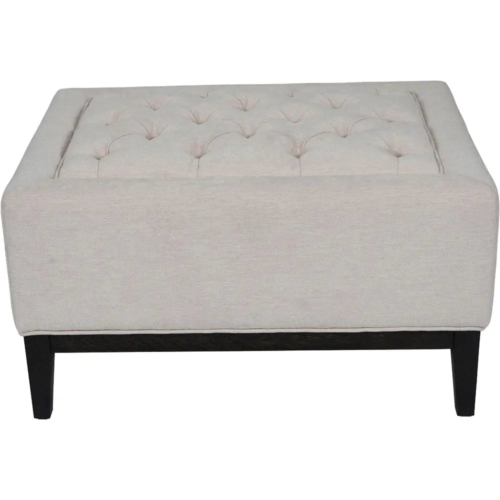 Theodorus Buttoned Stool in Ivory Fabric