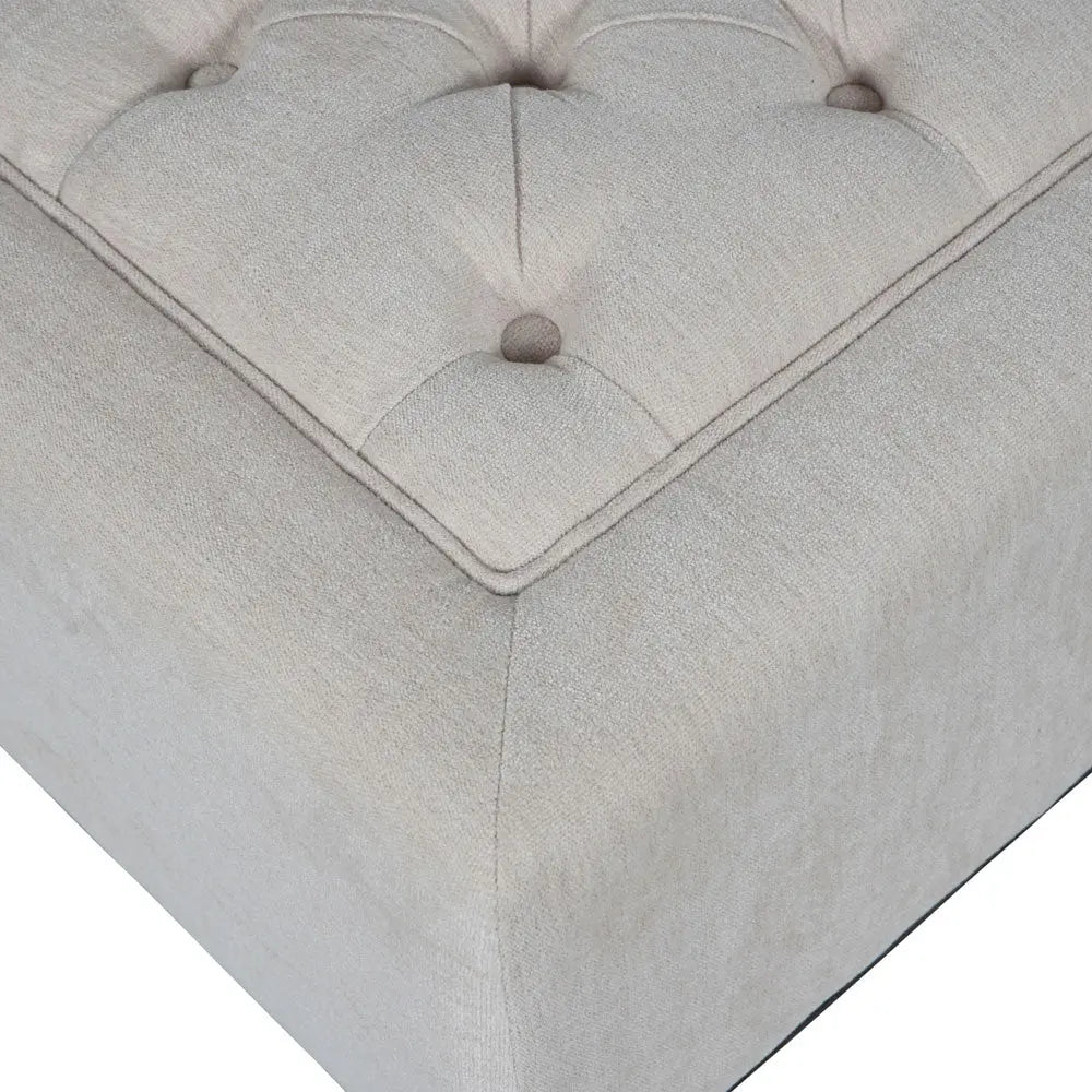 Theodorus Buttoned Stool in Ivory Fabric