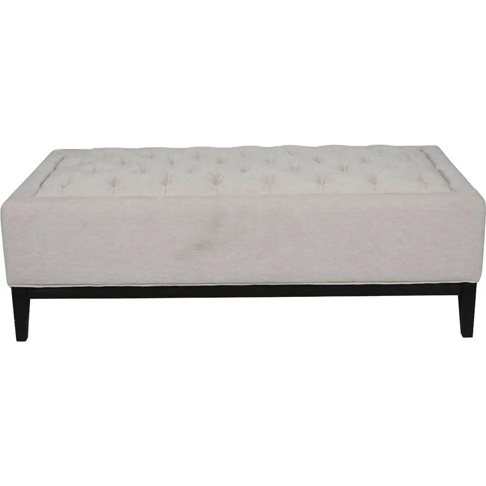 Theodorus Buttoned XL Ottoman in Ivory Fabric  Coffee Table
