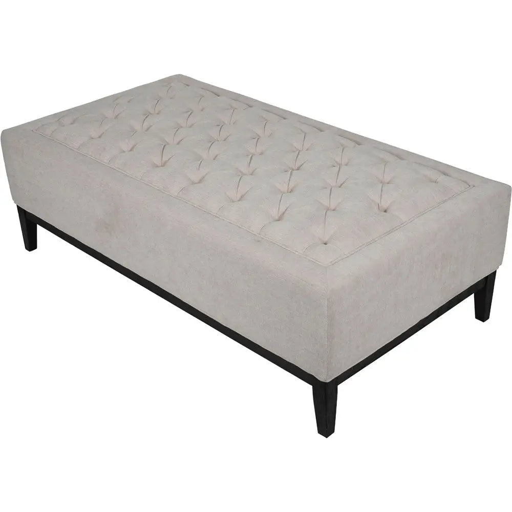 Theodorus Buttoned XL Ottoman in Ivory Fabric  Coffee Table