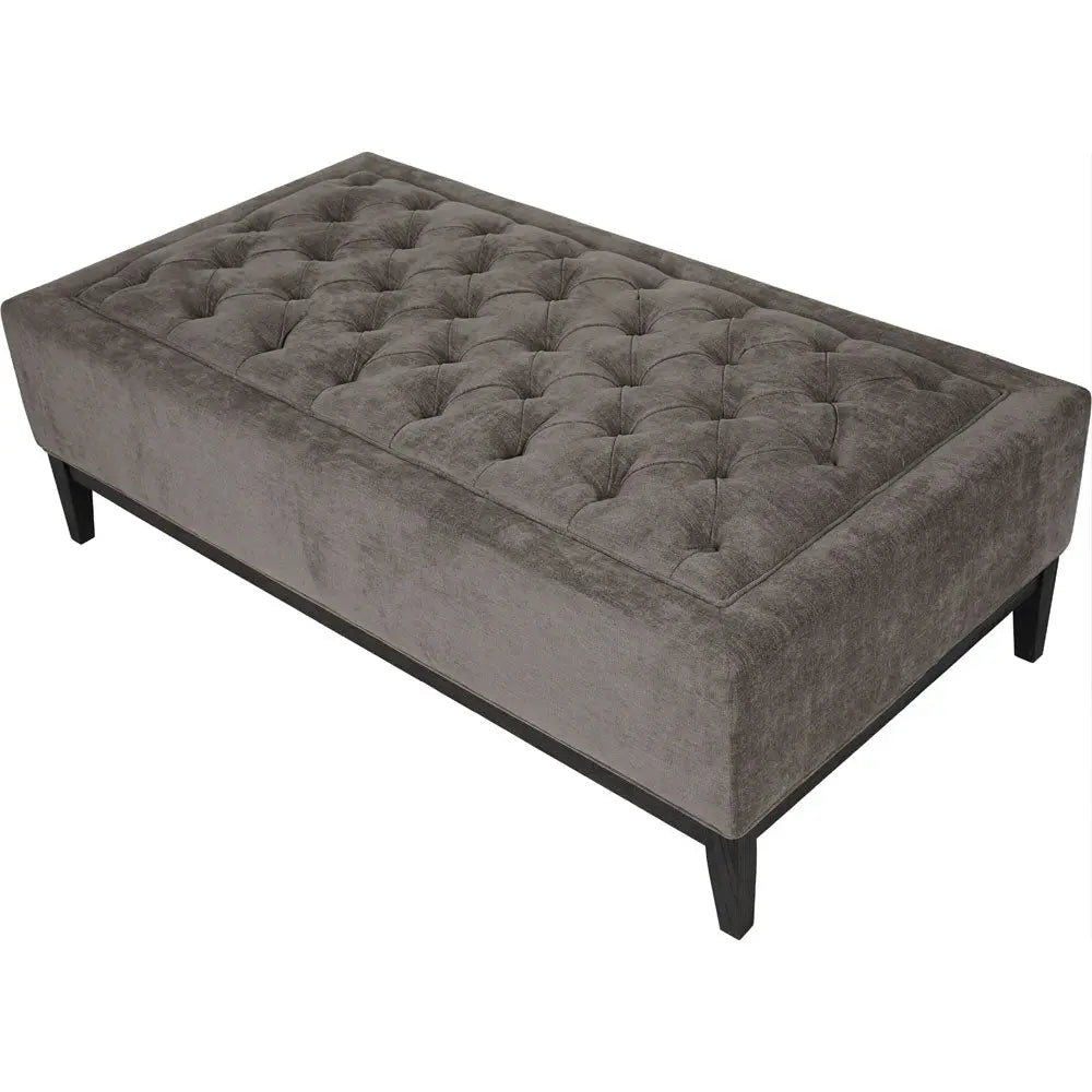 Theodorus Buttoned XL Ottoman in Warm Grey Fabric