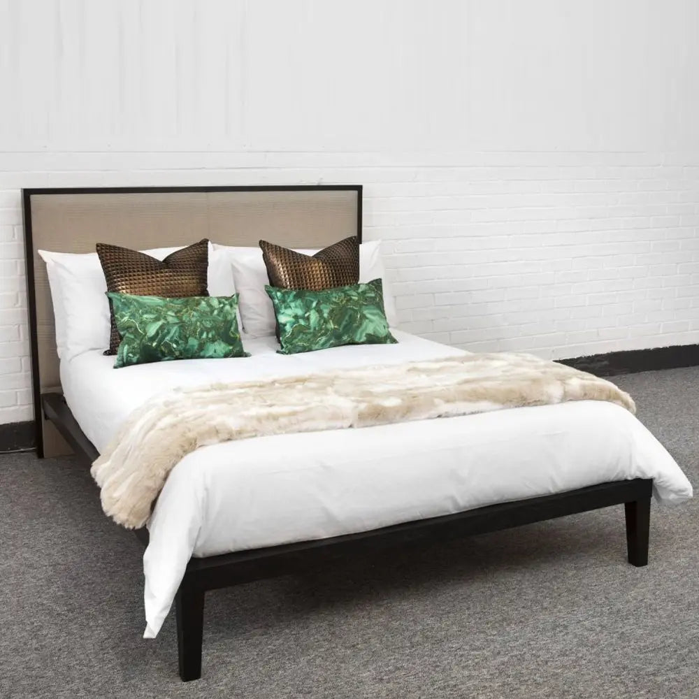 Twenty10 Design Orchid Bed in Wenge with Beige Fabric - Double