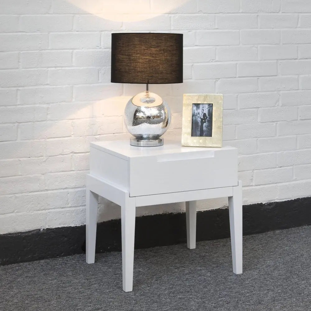 Twenty10 Design Orchid Bedside Single Drawer - White Bedside Table