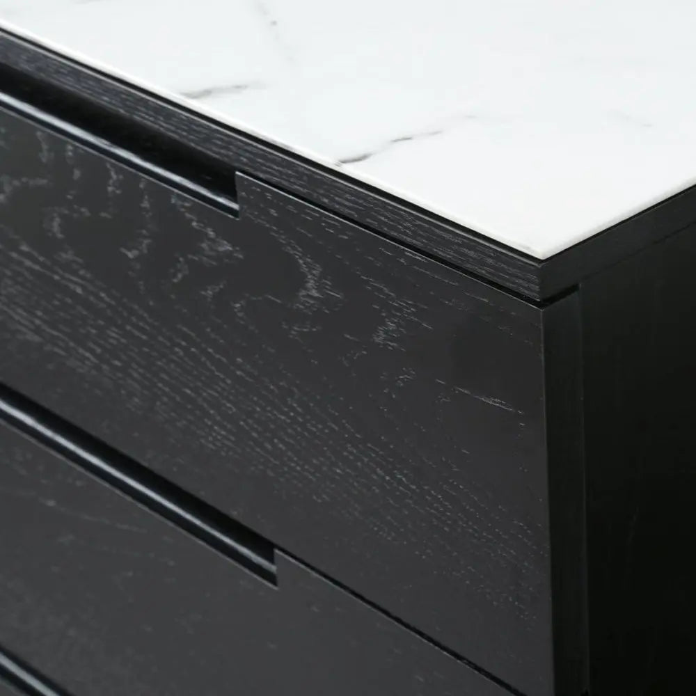 Twenty10 Design Orchid Marble 3 Drawer Chest - Black Chest of Drawers