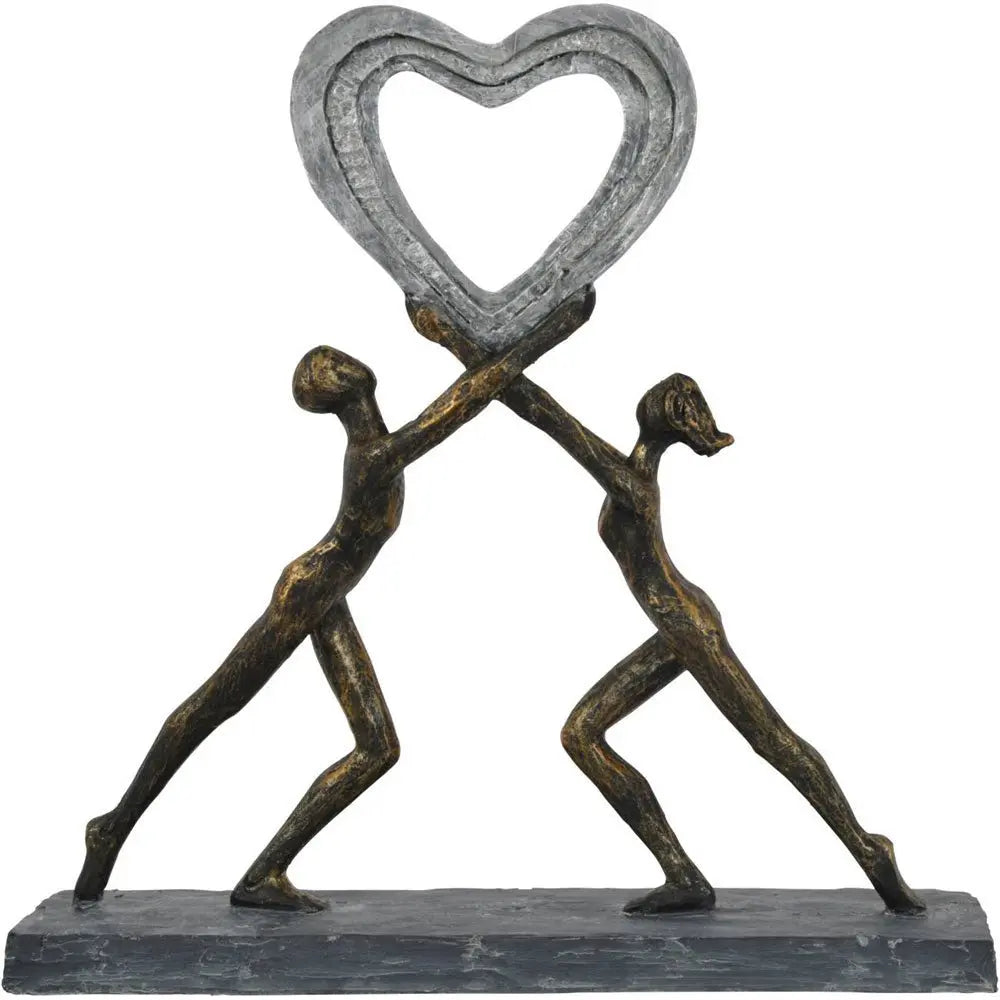 Uplifting Love Couple with Heart Resin Sculpture