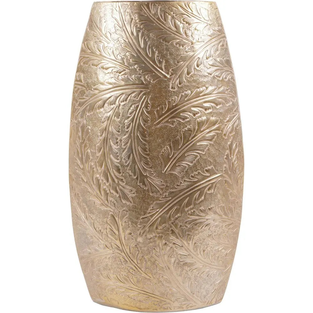 Windham Gold Leaf Embossed Oval Barrel Vase Nicholas John Interiors