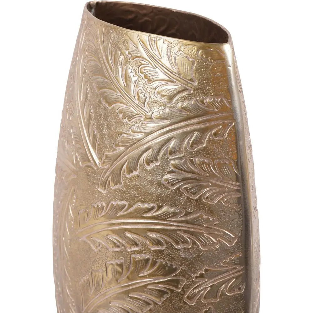 Windham Gold Leaf Embossed Oval Barrel Vase Nicholas John Interiors