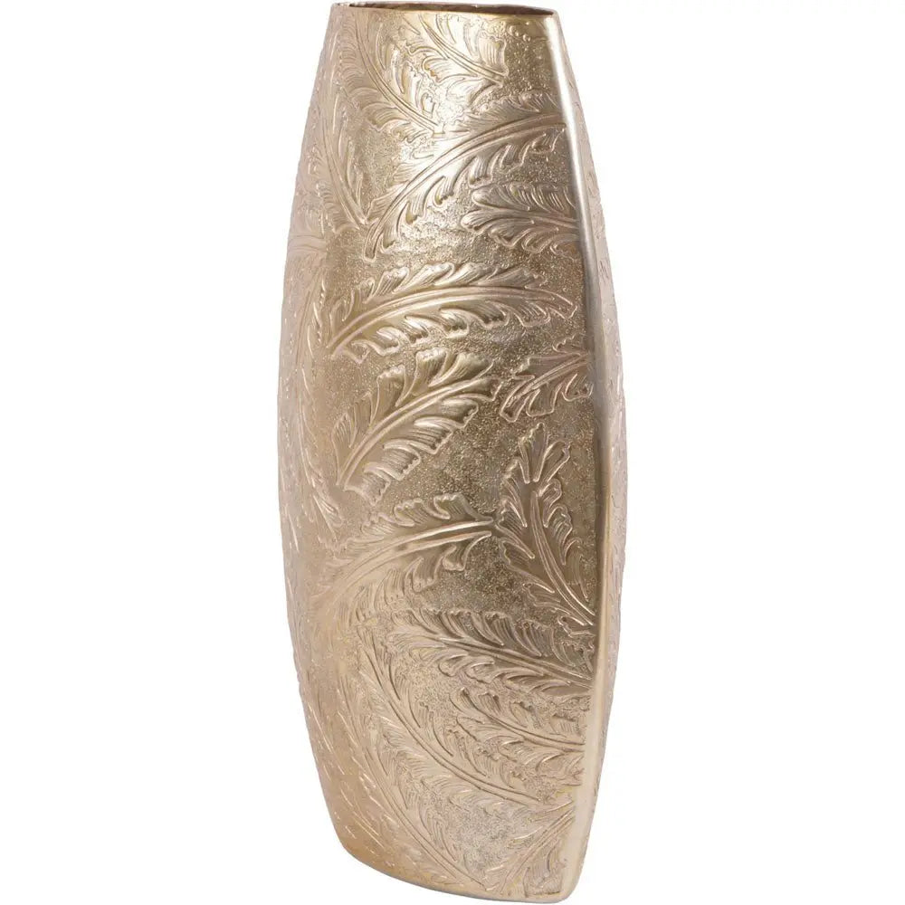 Windham Gold Leaf Embossed Oval Barrel Vase Nicholas John Interiors