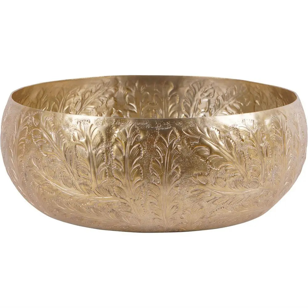 Windham Gold Leaf Embossed Round Convex Bowl Nicholas John Interiors
