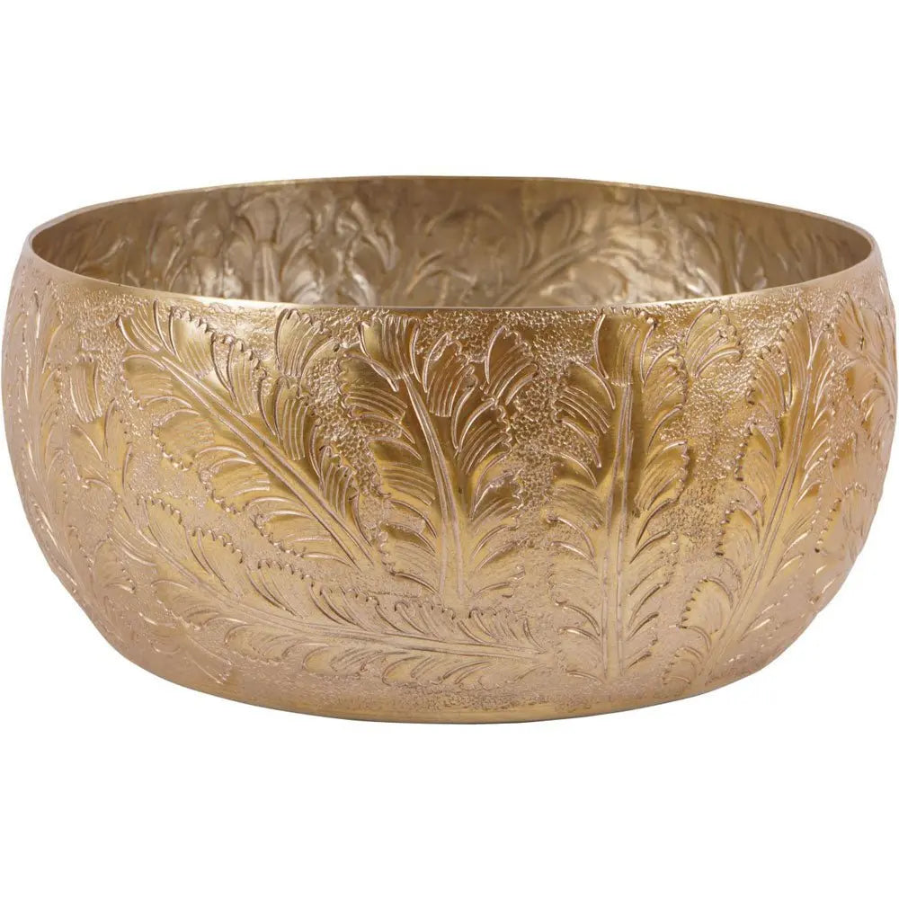 Windham Gold Leaf Embossed Round Convex Bowl Nicholas John Interiors