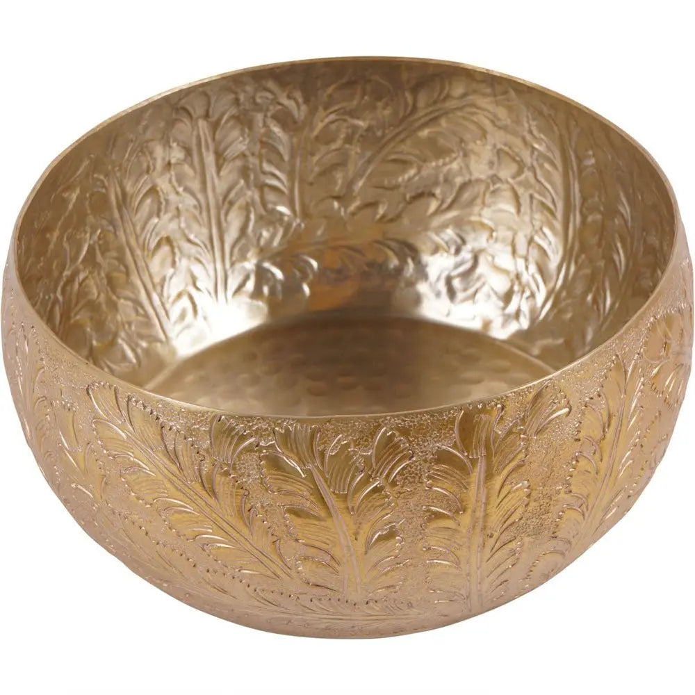 Windham Gold Leaf Embossed Round Convex Bowl Nicholas John Interiors