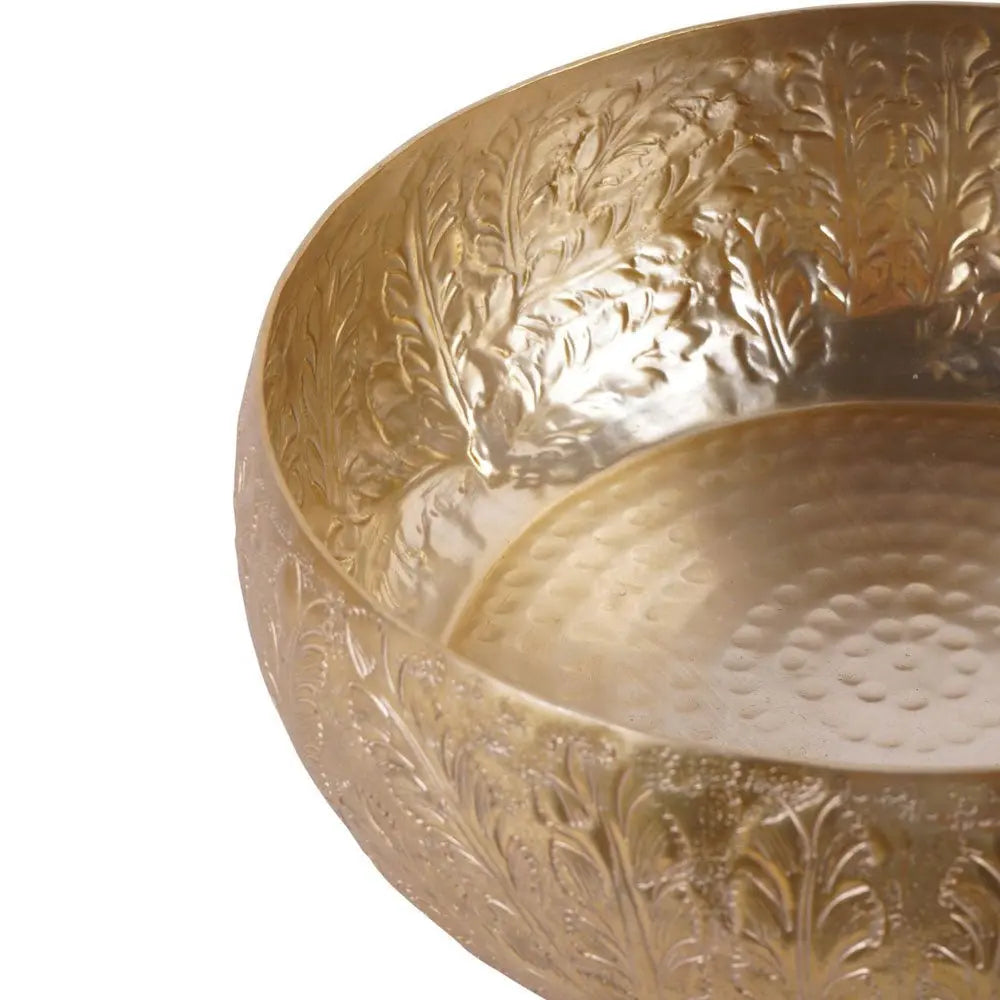 Windham Gold Leaf Embossed Round Convex Bowl Nicholas John Interiors