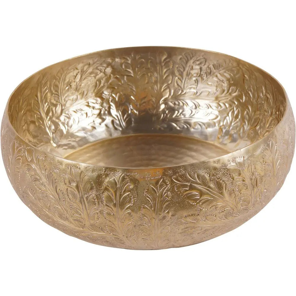 Windham Gold Leaf Embossed Round Convex Bowl Nicholas John Interiors