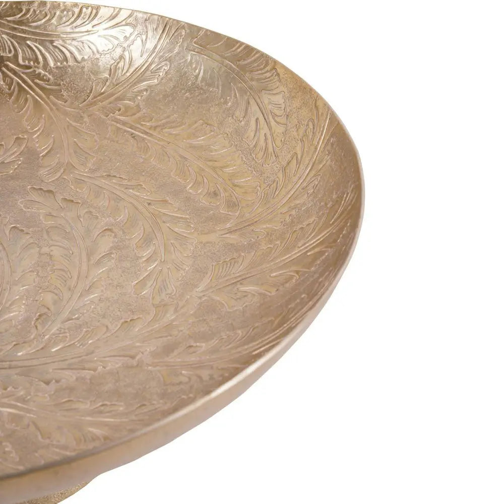 Windham Gold Leaf Embossed Round Footed Bowl Nicholas John Interiors