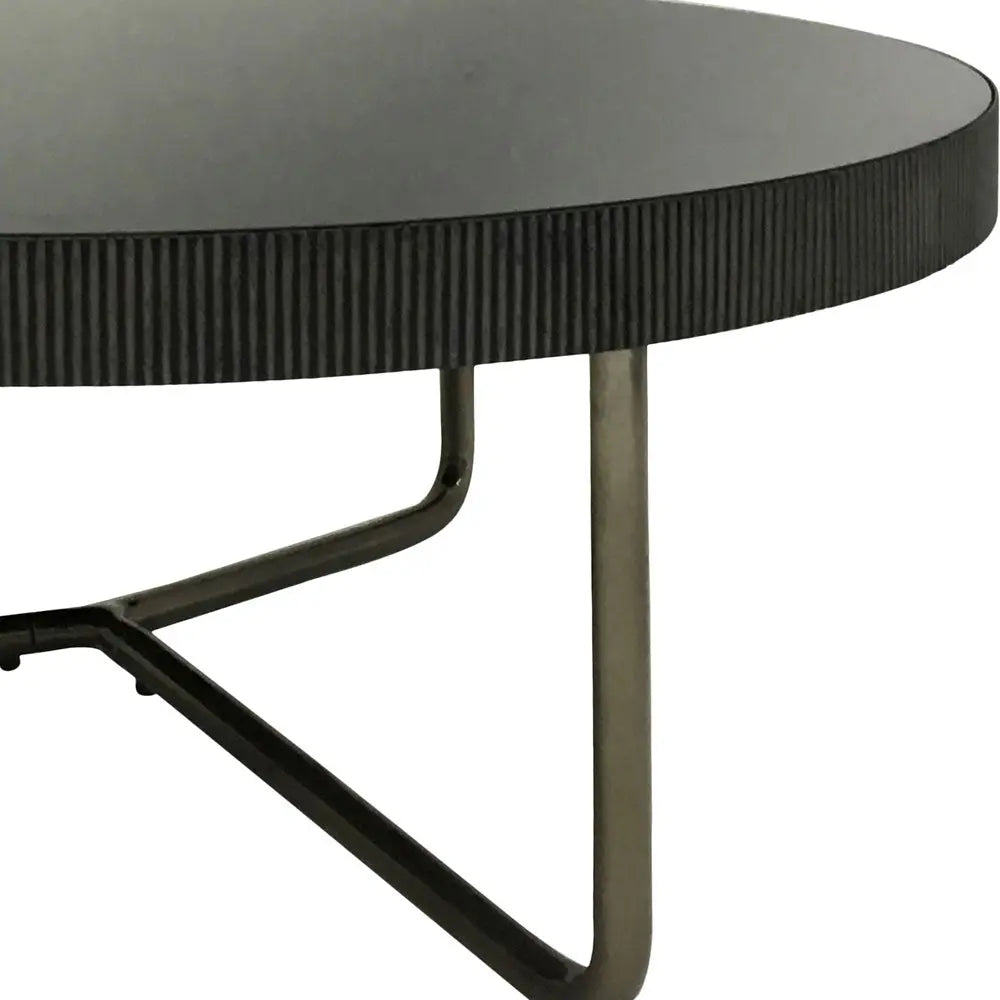 Windsor Round Coffee Table Set of 2 with Black Tinted Glass Coffee Table