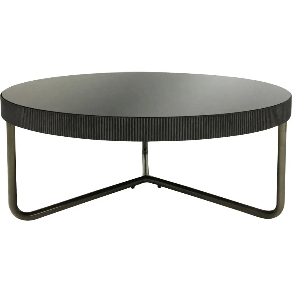 Windsor Round Coffee Table Set of 2 with Black Tinted Glass Coffee Table