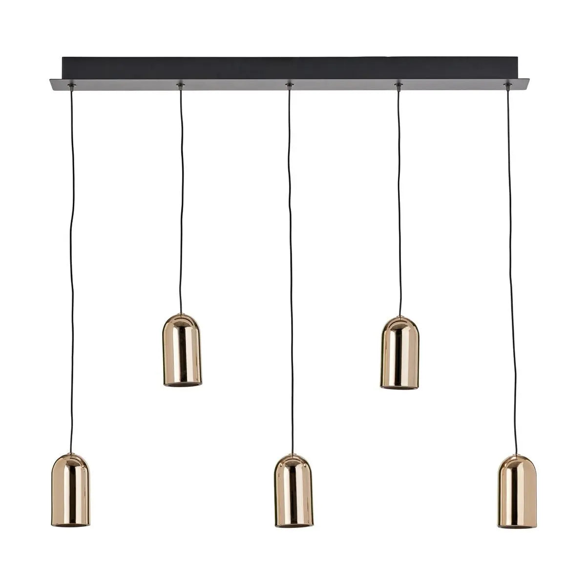 Xena Black and Rose Gold Metal 5 Drop LED Pendant - Pacific Lifestyle Pendant Lights