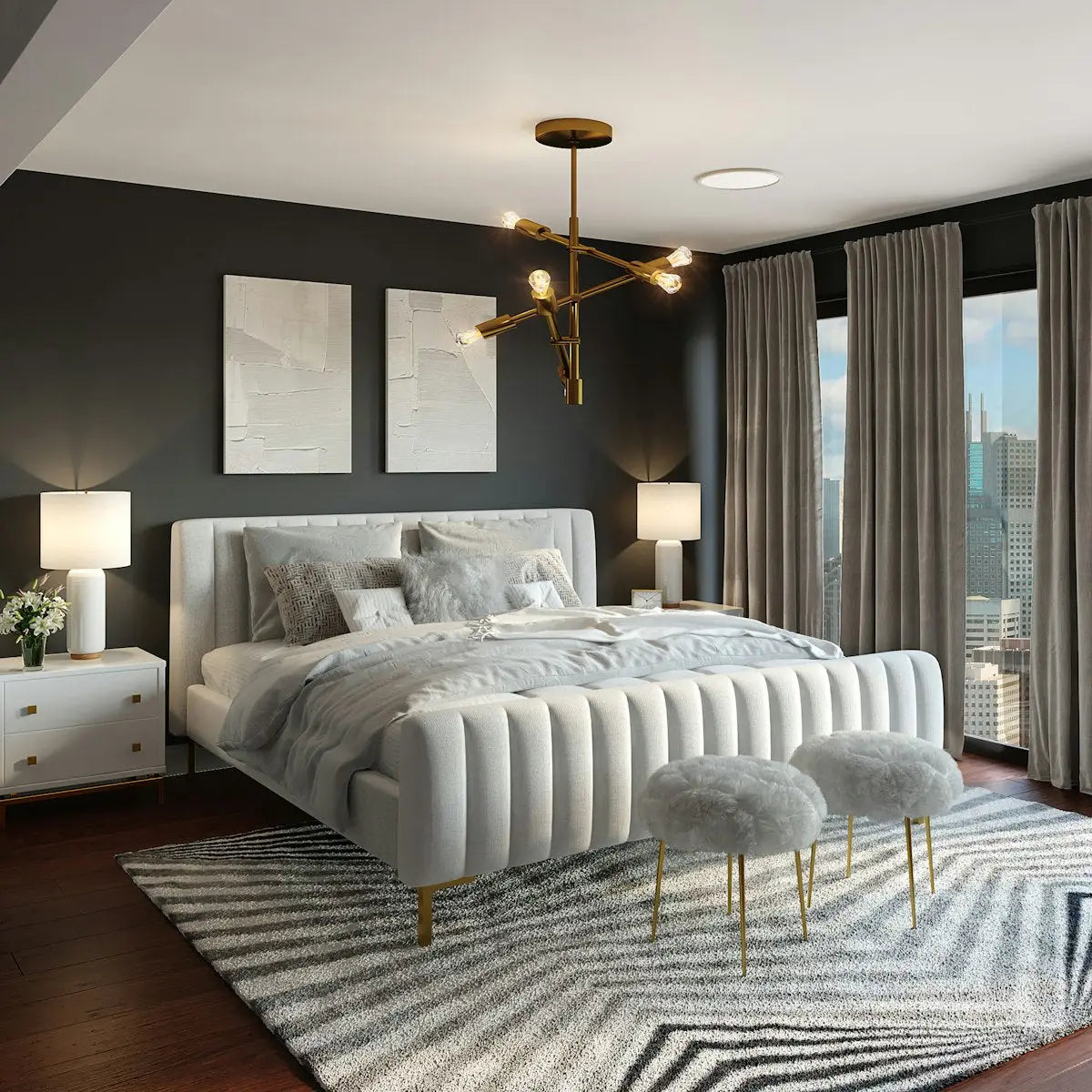 Berkeley Designs Lucca bedroom furniture with walnut chest of drawers