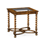 Jonathan Charles Square Side Table Oyster with Glass Top - Large