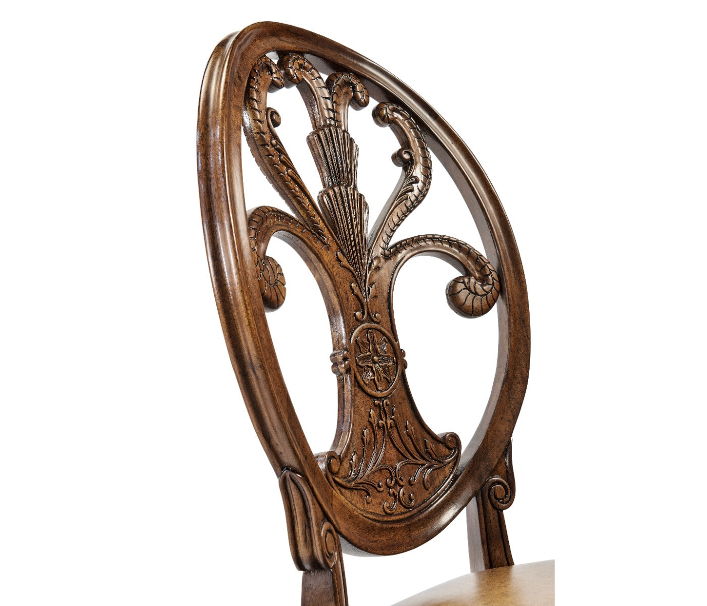 Jonathan Charles Dining Chair Sheraton in Walnut - Antique Chestnut Leather