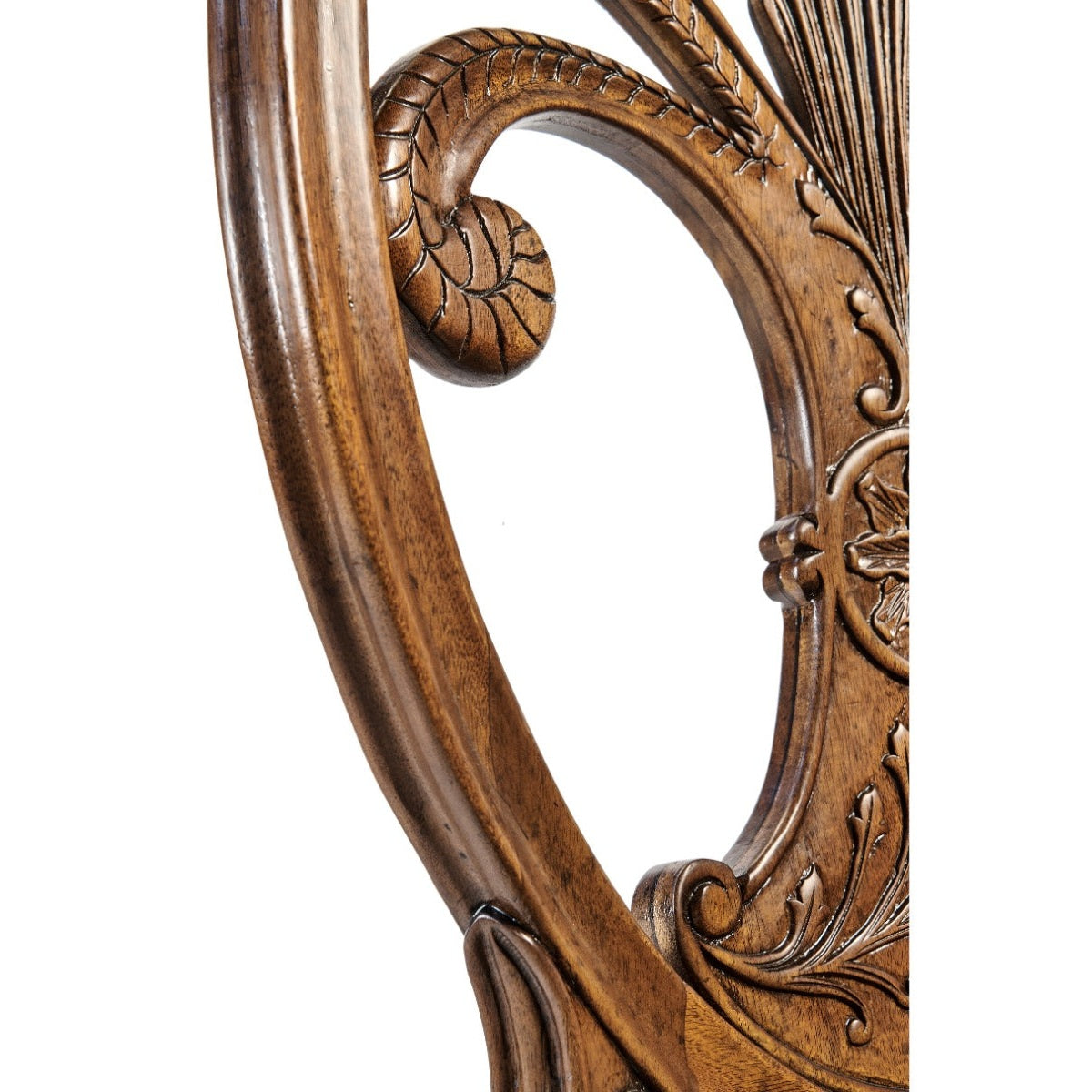 Jonathan Charles Dining Chair Sheraton in Walnut - Antique Chestnut Leather