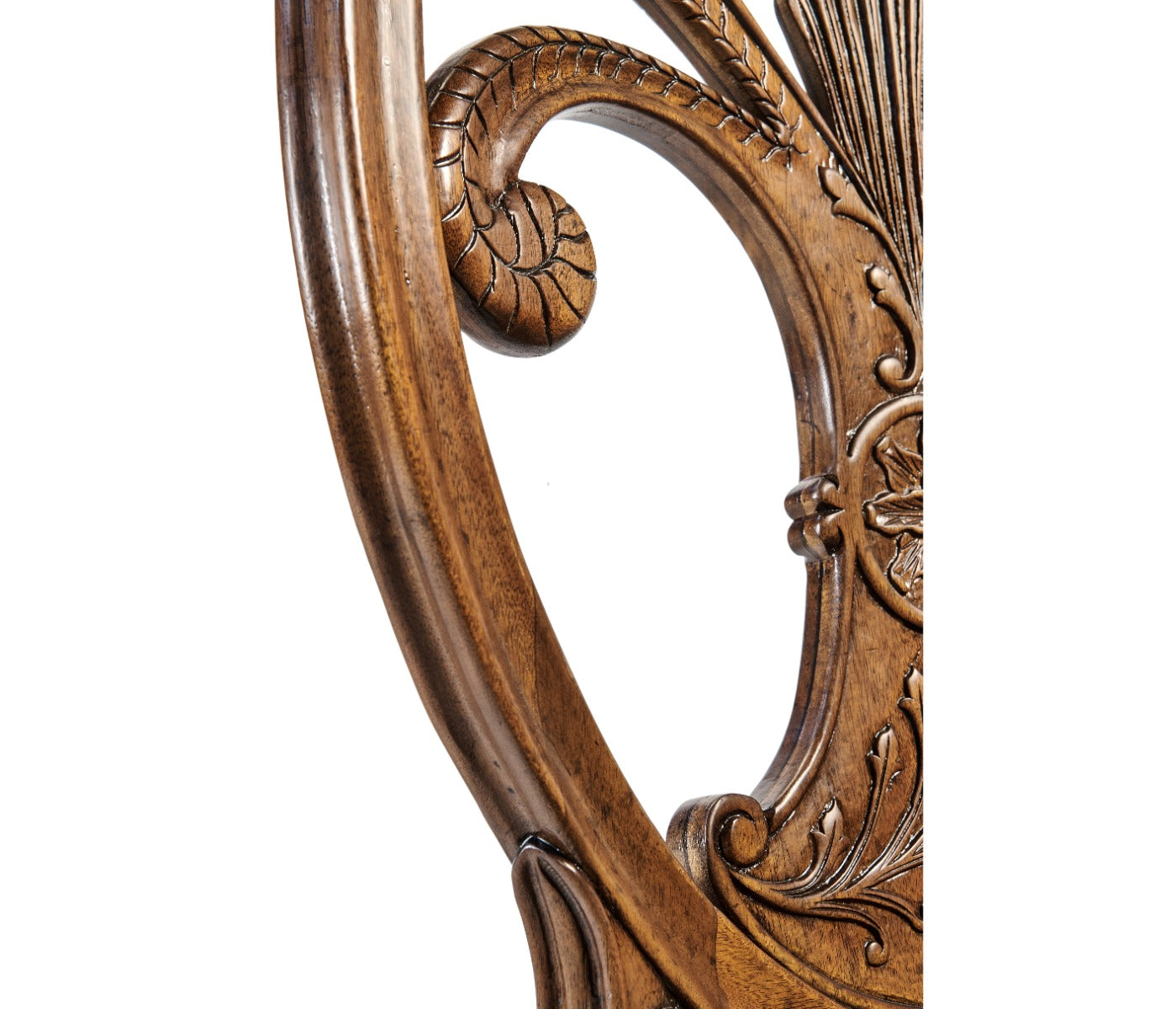 Jonathan Charles Dining Chair Sheraton in Walnut - Antique Chestnut Leather
