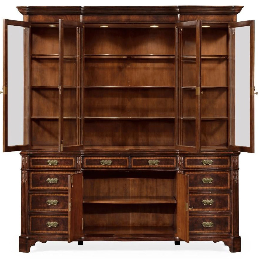 Jonathan Charles Serpentine Architrave Mahogany China Cabinet