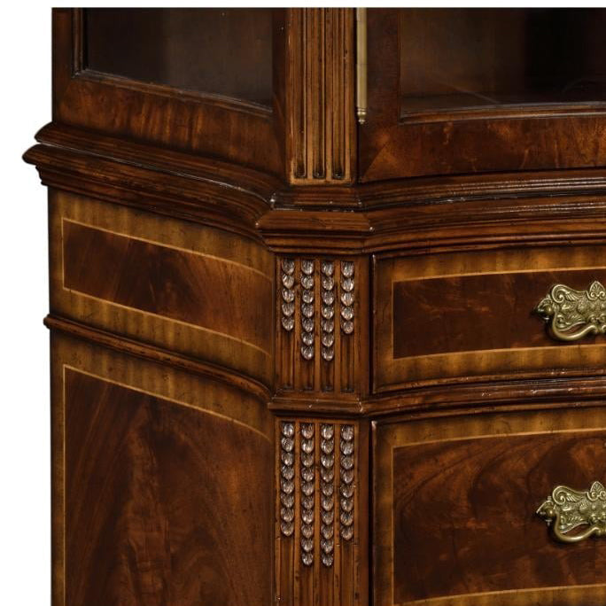 Jonathan Charles Serpentine Architrave Mahogany China Cabinet